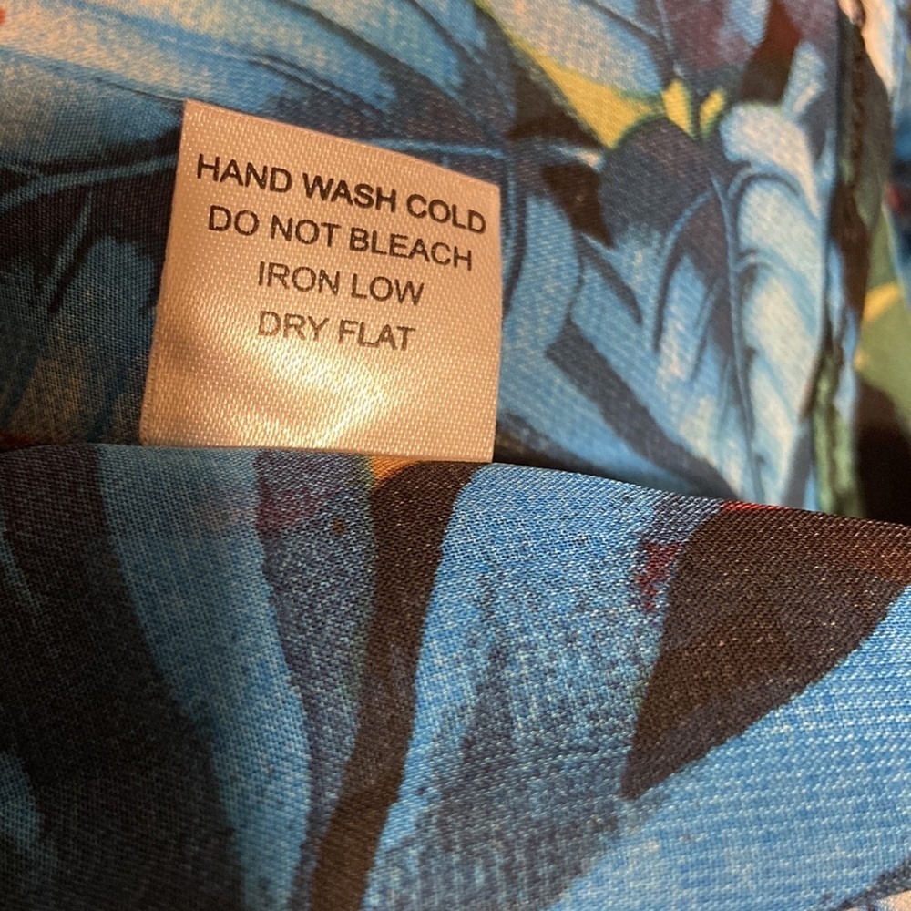 Iris Tropical Bright Floral Large Print Lightweight Kimono in Blue, & Orange. - Picture 5 of 5